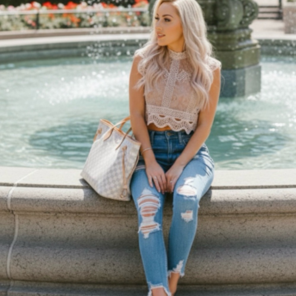 Belle of the Ball Couture Boutique Crotchet & Lace Crop Top
